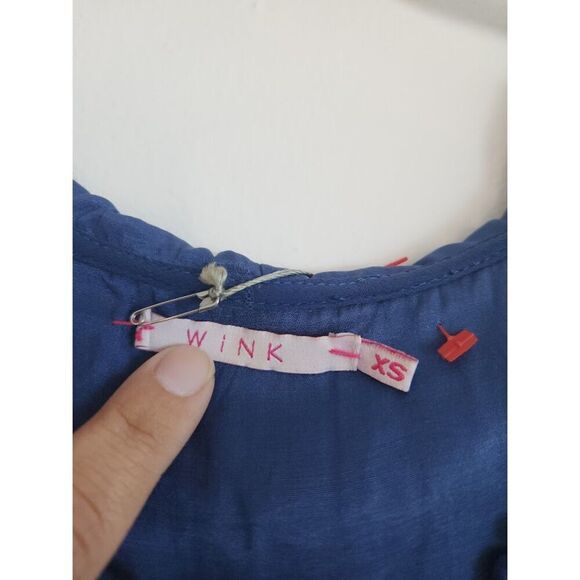 Wink Revolve "Kasey" Navy Blue 100% Silk Tulle Hooded A-Line Dress size X Small - Picture 4 of 9